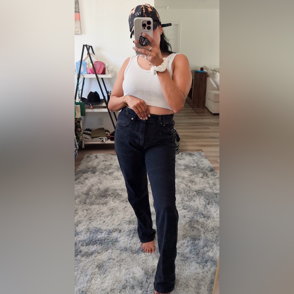 ZARA VINTAGE WASH HIGH RISE MOM JEANS - Picture 2 of 7